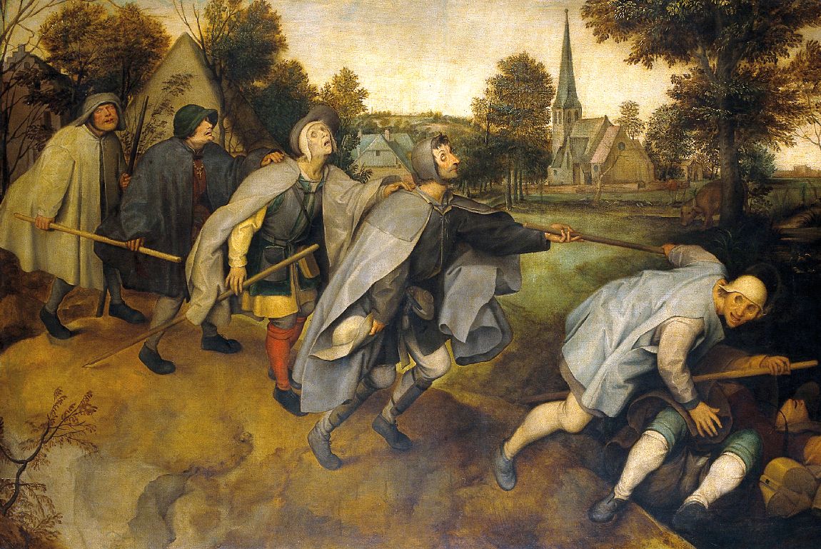 The blind leading the blind. Oil painting after Pieter Brueg Wellcome V0017252 Sito
